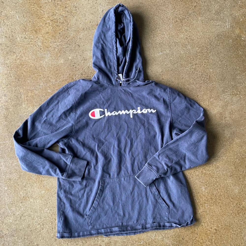 Champion hoodie long sleeve t-shirt blue medium